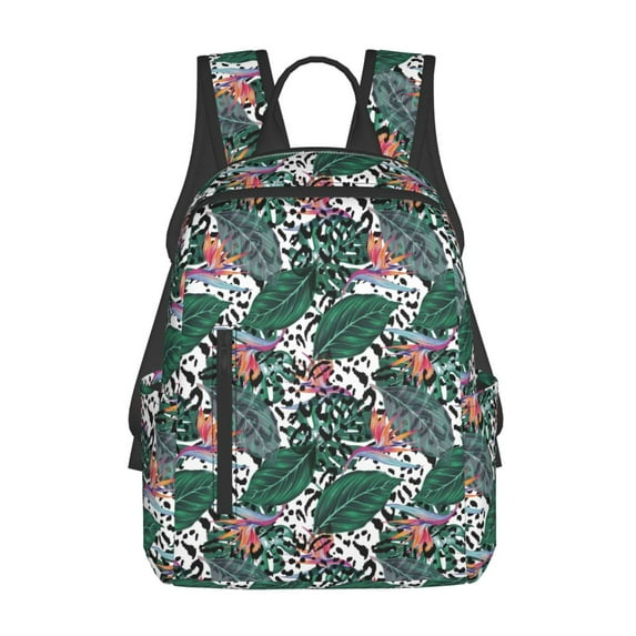 Yiaed Tropical Leaves Print Lightweight Backpack Travel Backpacks Hiking Daypack for Women Men