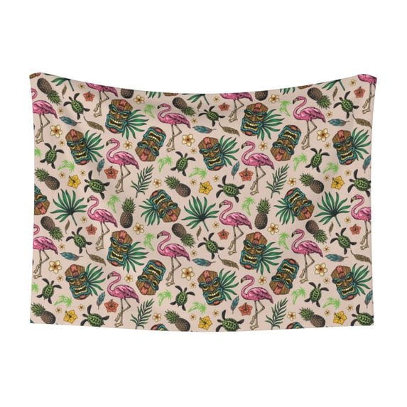 Yiaed Tropical Mask Flamingo Print Dog Blankets-Cat Blanket Washable for Couch Protection,Puppy Blanket, Soft Plush Reversible Throw Furniture Protector-Large