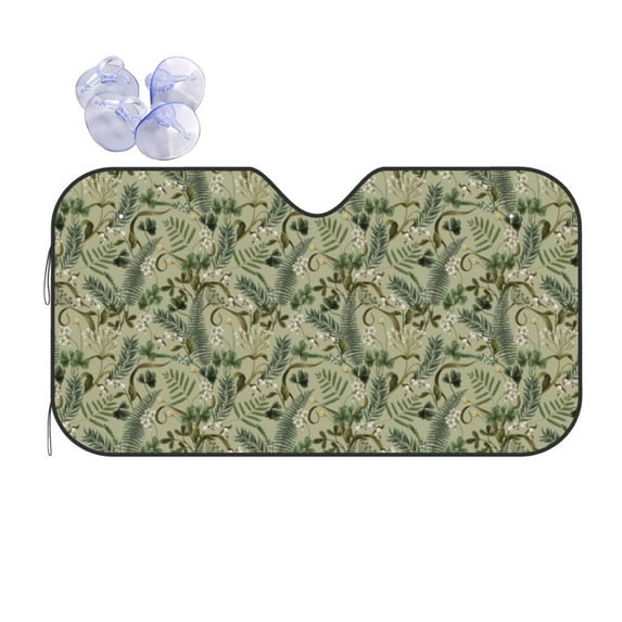 Yiaed Tropical Plants Green Print Car Windshield Sunshade Front Auto Car Front Window Sun Shade Foldable Sun Visor Shield Cover Auto Accessories for Sedan SUV Truck-Medium