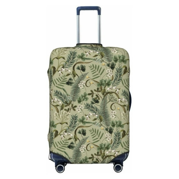 Yiaed Tropical Plants Green Print Travel Luggage Cover Suitcase Protector Fits 18-32 Inch Luggage Wheel Covers Patterned Elastic Luggage Anti-scratch(No luggage)-Large