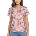 thumbnail image 1 of Yiaed Tropical Plants Print Women's T Shirt V-Neck Short Sleeve Shirt Casual Breathable Tee Summer Tops-Large, 1 of 5