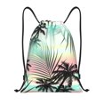 thumbnail image 1 of Yiaed Tropical Summer Palm Print Drawstring Bags Drawstring Backpack Bulk String Back Pack Gym Sport Bag-Small, 1 of 5