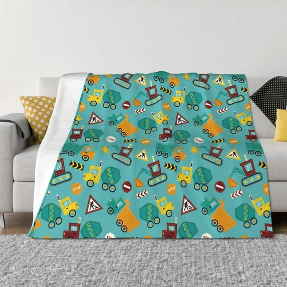 Yiaed Trucks And Excavators Print Blanket Throw Blanket Soft Cozy Flannel Blanket for Home Bed Sofa Couch Chair-40"x30"