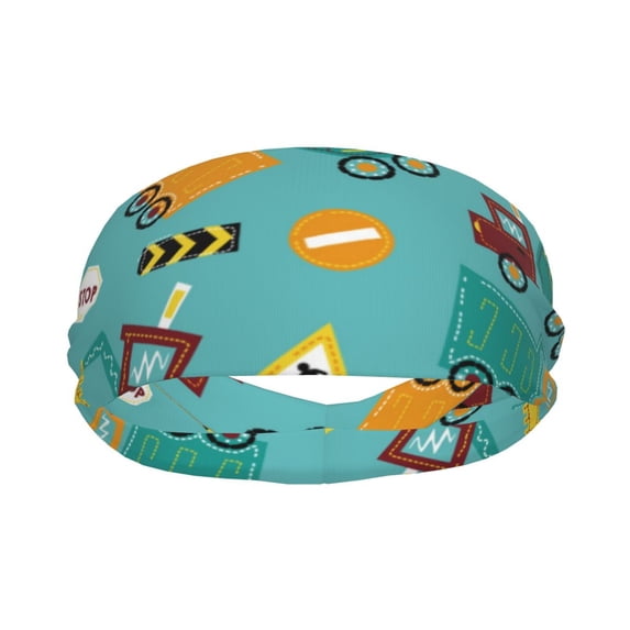 Yiaed Trucks And Excavators Print Sports Headbands,Moisture Wicking Workout Headband, Sweatband Headbands for Running,Cycling for Women and Men