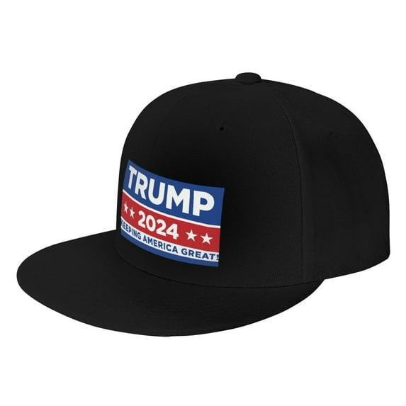 Yiaed Trump 2024 Keeping America Great Print Classic Hat Cap Hip Hop Style Flat Bill Adjustable Size