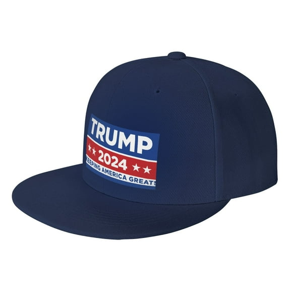 Yiaed Trump 2024 Keeping America Great Print Classic Hat Cap Hip Hop Style Flat Bill Adjustable Size