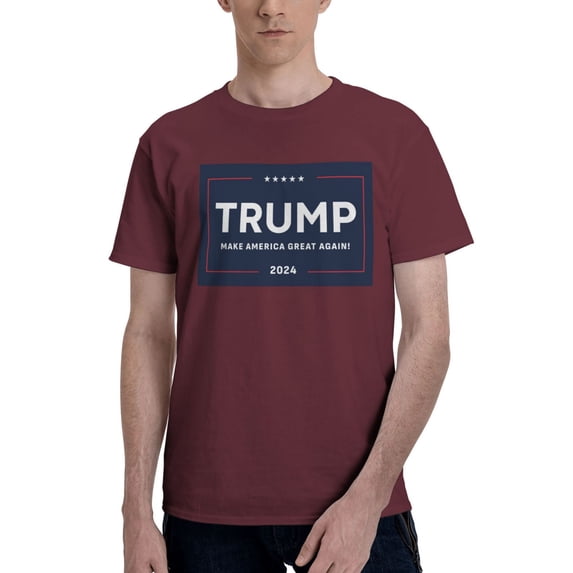 Yiaed Trump 2024 Make America Great Again Print Mens T-Shirt,Lightweight Cotton Tee, Crewneck T-Shirt For Men Basic Tee Shirt-Small