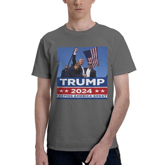 Yiaed Trump 2024 Print Mens T-Shirt,Lightweight Cotton Tee, Crewneck T-Shirt For Men Basic Tee Shirt-Medium