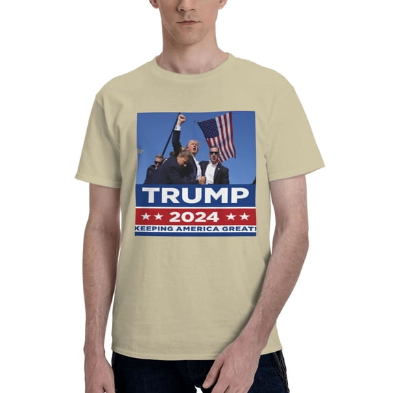 Yiaed Trump 2024 Print Mens T-Shirt,Lightweight Cotton Tee, Crewneck T-Shirt For Men Basic Tee Shirt-Small