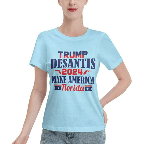 Yiaed Trump 2024 Print Womens Tshirts Sleeve Tops Basic Teeshirt Summer Fashion Outfits-Large