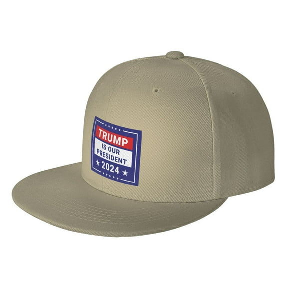 Yiaed Trump is our president 2024 Print Classic Hat Cap Hip Hop Style Flat Bill Adjustable Size