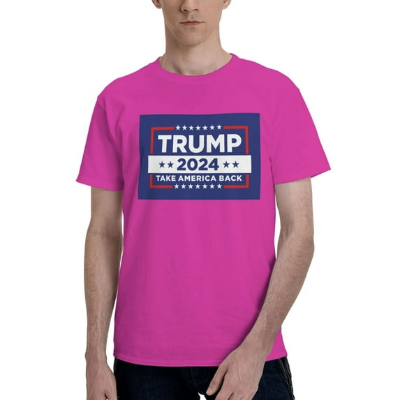 Yiaed Trump reelection in 2024 Take America Back Print Mens T-Shirt,Lightweight Cotton Tee, Crewneck T-Shirt For Men Basic Tee Shirt-4X-Large