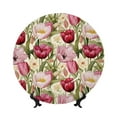 thumbnail image 1 of Yiaed Tulips Flowers Print Bone China Decorative Plate Ceramic Dinner Plates Art Crafts with Display Stand-8in, 1 of 6