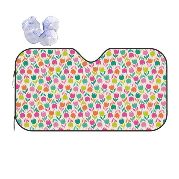 Yiaed Tulips Flowers Print Car Windshield Sunshade Front Auto Car Front Window Sun Shade Foldable Sun Visor Shield Cover Auto Accessories for Sedan SUV Truck-Small