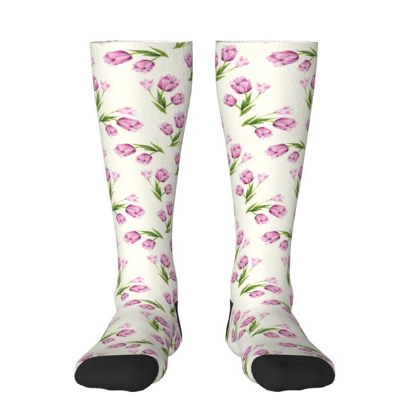 Yiaed Tulips Flowers Print Great elasticity Adult Stockings Sports socks for Men and Women