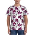 thumbnail image 1 of Yiaed Tulips Flowers Print Mens Short Sleeve Tight Fit T-Shirt, Crewneck Casual Tee-XX-Large, 1 of 5