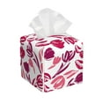 thumbnail image 1 of Yiaed Tulips Flowers Print Tissue Box Cover, PU Leather Decorative Organizer for Tabletop, Bathroom, Car, Office Creative Decorative, 1 of 1