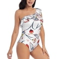 thumbnail image 1 of Yiaed Tulips Flowers Print Women One Piece Swimsuits Tummy Control One Shoulder Bathing Suits Pattern Ruffle Swimwear-Medium, 1 of 8