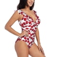 thumbnail image 1 of Yiaed Tulips Flowers Print Women's Ruffled One Piece Swimsuit V Neck Swimwear Slimming Monokini for Woman-X-Large, 1 of 8