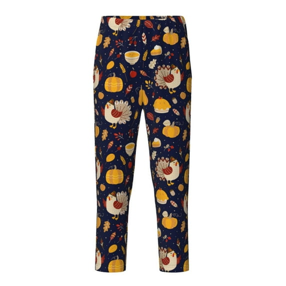 Yiaed Turkey And Autumn Print Teenagers' Lounge Pants, Loose PJ Bottoms, Long Pajama Pants for Men-Medium