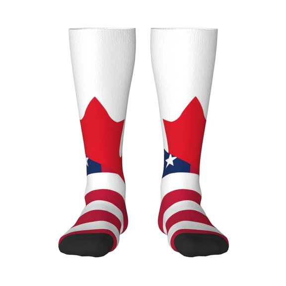 Yiaed USA Canada Flag Print Great elasticity Adult Stockings Sports socks for Men and Women