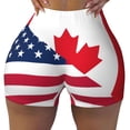 thumbnail image 1 of Yiaed USA Canada Flag Print Women's Athletic Shorts Running Shorts Sporty Short High Waisted Elastic Workout Shorts for Yoga Gym Running & Sports -X-Large, 1 of 8