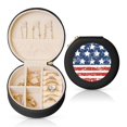 thumbnail image 1 of Yiaed USA Colors Stripes1 Print Travel Jewelry Case Bridesmaid Gift Boxes Jewelry Travel Organizer Small Round Jewelry Box Mini Storage-Black, 1 of 7