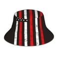 thumbnail image 1 of Yiaed USA Flag Cross Print Reflective Stripe Bucket Hat Unisex Funny Outdoor Fisherman Cap Beach Sun Hat, 1 of 5