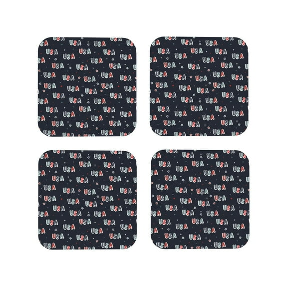 Yiaed USA Print Leather Coasters for Drinks - Cup Coasters Coffee Table Kitchen Table Bar, Home & Office Gifts Handmade Drink Coasters-Square