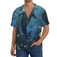 thumbnail image 1 of Yiaed Underwater Dolphin Print Mens Casual Wrinkle Free Shirts Short Sleeve Button Down Summer Stretch Dress Shirt-Small, 1 of 5