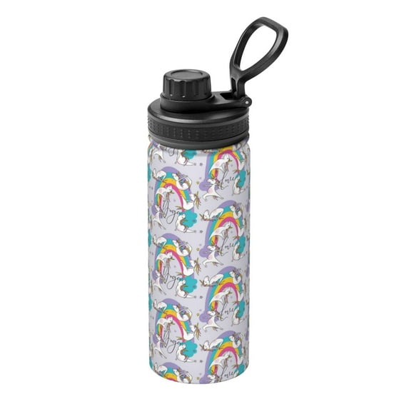 Yiaed Unicorn DoingYoga Print Sports Insulated Kettle Bottle Reusable Stainless Steel Insulated Cup, Outdoor Portable Casual Stainless Steel Insulation Cup