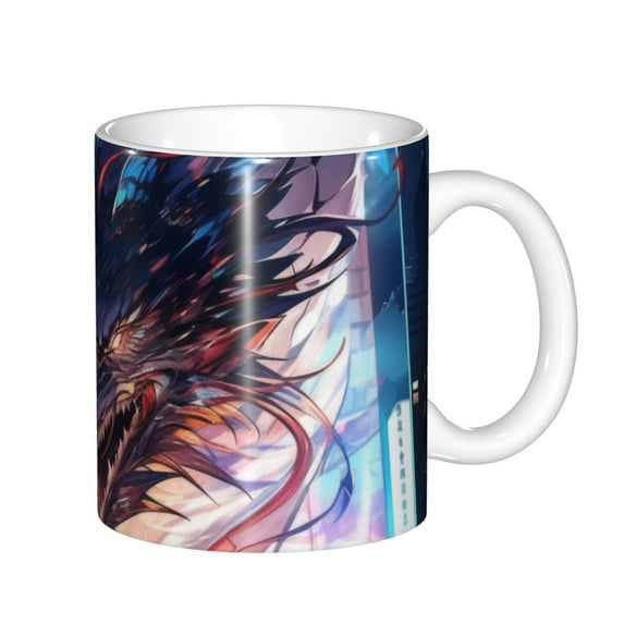 Yiaed Urban Style Colorful Dragon Print Ceramics Coffee,Large Handle Design,Extra Large Tea and Coffee Cup for Office and Home Mugs