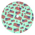 thumbnail image 1 of Yiaed Usa Flag Print Christmas Tree Skirt , Tree SkirtsTree Mat for Christmas Winter Holiday Indoor Decorations-30", 1 of 7