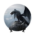 thumbnail image 1 of Yiaed Valley Gray Dragon Print Bone China Decorative Plate Ceramic Dinner Plates Art Crafts with Display Stand-8in, 1 of 6