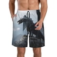thumbnail image 1 of Yiaed Valley Gray Dragon Print Men's Swim Trunks with Lining Quick Dry Sports Shorts Beach Shorts Boardshorts-X-Large, 1 of 5