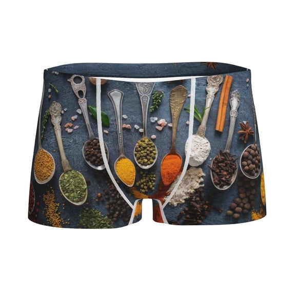 Yiaed Various Herbs And Spices In Spoons Print Boys' Boxer Briefs Cotton Casual Stretch Comfort Boys Boxers - Kids Boxer Briefs Underwear for Boys (6-18)-Large