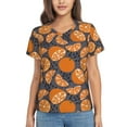 thumbnail image 1 of Yiaed Various Oranges Print Women's T Shirt V-Neck Short Sleeve Shirt Casual Breathable Tee Summer Tops-XX-Large, 1 of 5