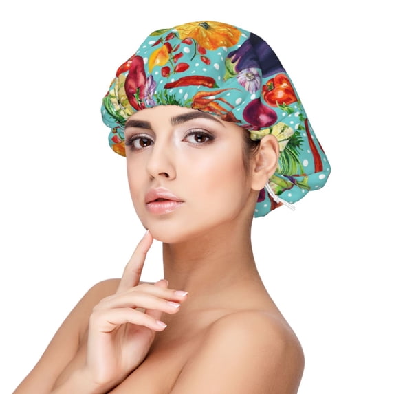 Yiaed Vegetable (2) Print Satin Bonnet Silk Bonnet Hair Bonnet for Sleeping Hair Bonnets