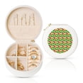 thumbnail image 1 of Yiaed Vegetable Print Travel Jewelry Case Bridesmaid Gift Boxes Jewelry Travel Organizer Small Round Jewelry Box Mini Storage-White, 1 of 7