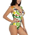thumbnail image 1 of Yiaed Vegetables2 Print Women's Ruffled One Piece Swimsuit V Neck Swimwear Slimming Monokini for Woman-X-Large, 1 of 8