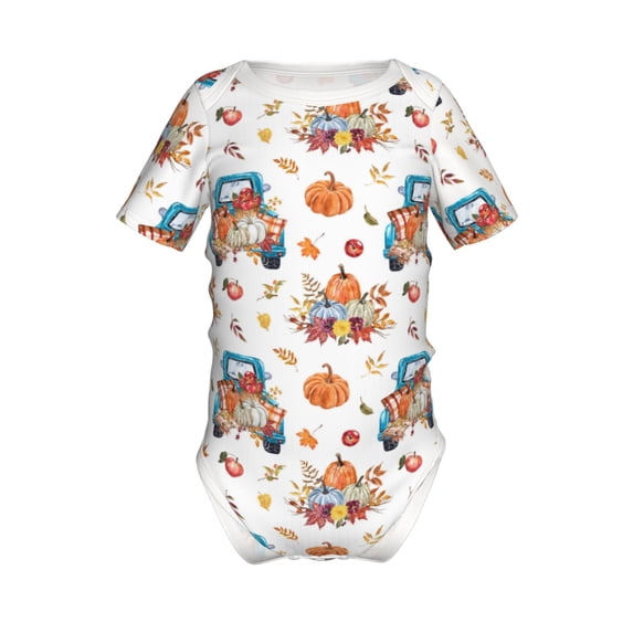 Yiaed Vintage Autumn Truck Print Infant Climbing Short Sleeve Onesie One-Piece Baby Bodysuit Clothes 0-12 Months -2 Years