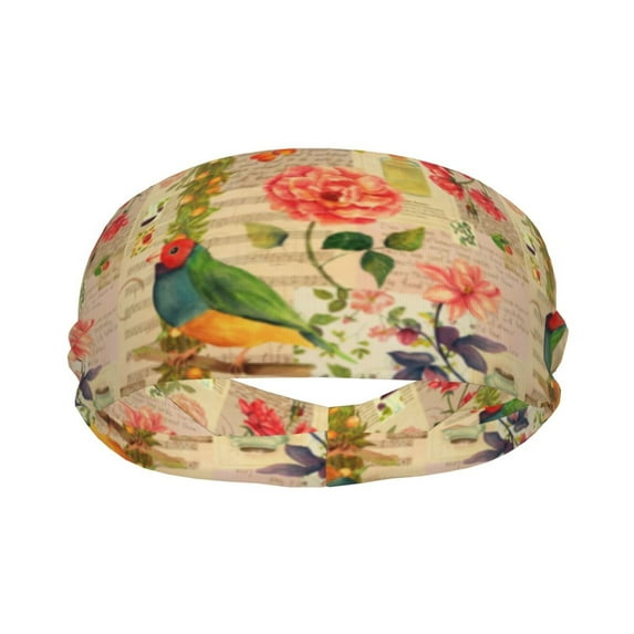 Yiaed Vintage Bird Print Sports Headbands,Moisture Wicking Workout Headband, Sweatband Headbands for Running,Cycling for Women and Men