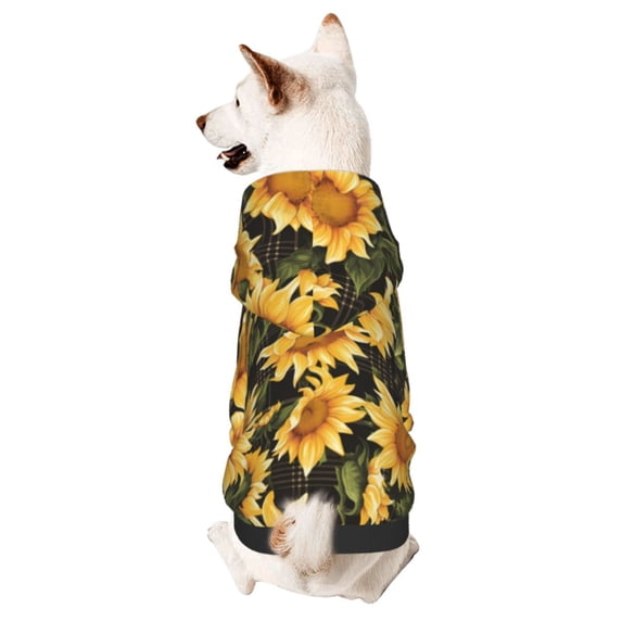 Yiaed Vintage Black Plaid Sunflower Print Dog Hoodie Security Pet Dog Costume Pets Dog Hoodie Sweatshirt with Pocket for Small Dogs-XX-Large