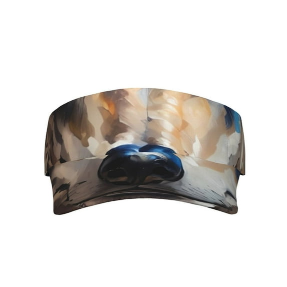 Yiaed Vintage Blue Floral Wolf Print Sport Sun Visor Hats Adjustable Empty Top Baseball Cap Cotton Ball Caps for Women and Men