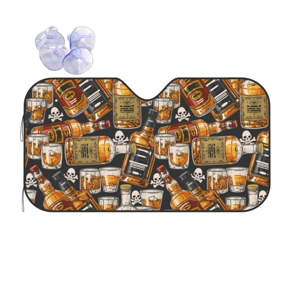 Yiaed Vintage Bottles Print Car Windshield Sunshade Front Auto Car Front Window Sun Shade Foldable Sun Visor Shield Cover Auto Accessories for Sedan SUV Truck-Medium