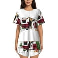 thumbnail image 1 of Yiaed Vintage Buffalo Plaid Christmas Camper Print Short Sleeve Pajama Sets for Women Casual Crew Neck 2 Piece Lounge Sets Women's Short-Sleeved Pajama-3X-Large, 1 of 5