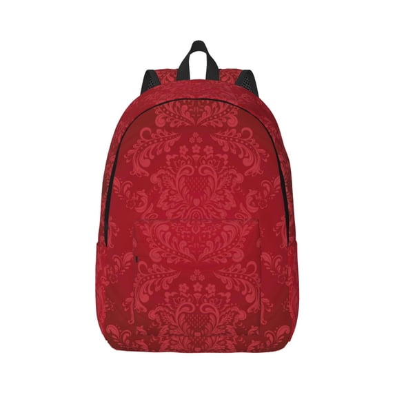 Yiaed Vintage Burgundy Print Backpack, Premium Laptop Backpack, Travel Backpack for Women, Lightweight Backpacks, Comfortable Back Pack-Small
