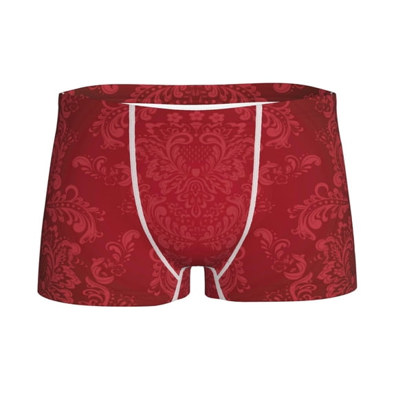 Yiaed Vintage Burgundy Print Boys' Boxer Briefs Cotton Casual Stretch Comfort Boys Boxers - Kids Boxer Briefs Underwear for Boys (6-18)-X-Large