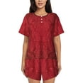 thumbnail image 1 of Yiaed Vintage Burgundy Print Short Sleeve Pajama Sets for Women Casual Crew Neck 2 Piece Lounge Sets Women's Short-Sleeved Pajama-4X-Large, 1 of 5