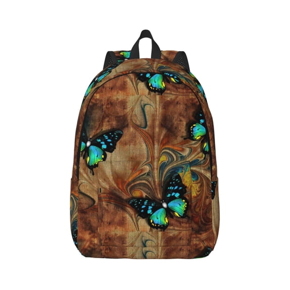 Yiaed Vintage Butterfly Green Print Backpack, Premium Laptop Backpack, Travel Backpack for Women, Lightweight Backpacks, Comfortable Back Pack-Medium